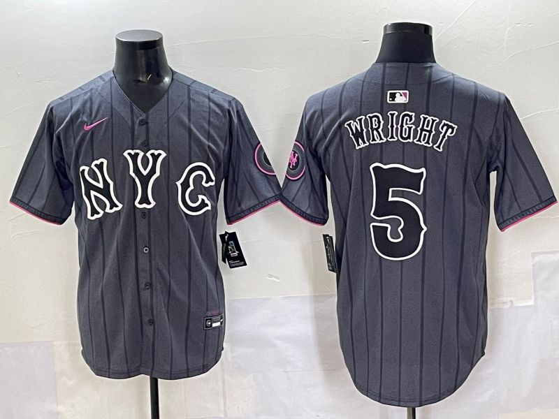 Men 2025 New York Mets #5 Wright Grey Game Nike MLB Jersey style 01->new york mets->MLB Jersey
